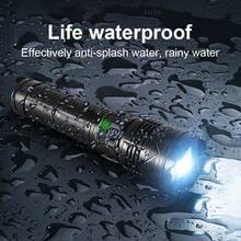 1pc Multi-Function Flashlight, 4-Mode Main Light 5-Mode Tail Light, Digital Battery Display, Type-C Charging, Can Be Used As Power Bank, Built-In Rechargeable Battery, Suitable For Hunting Cycling Camping Climbing Fishing Outdoor Emergency, ABS Material Telescopic Zoom Flashlight - Black Flashlight - View 8