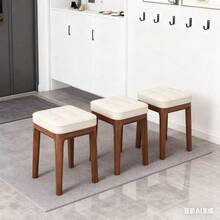 Home Use Stackable Stool, Dining Room Living Room Guest Soft Padded Square Stool, Space-Saving For Small Apartments - Camel - View 2