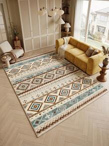 1 pieza Alfombra geométrica bohemia para sala de estar, adecuada para cocina, comedor, dormitorio, decoración de vacaciones, interior/exterior, oficina, vestíbulo, felpudo antideslizante, alfombra de baño, pasillo, área de estudio y juegos - Multicolor - Ver 3