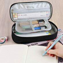 Printed Football & Game Pencil Case With Compartments, Pencil Pouch Stationery Box For Pencils, Keys, Phone, Coins, Small Items, School, Home, Gift, Vacation, Holiday (Back To School, Christmas) Multi-Purpose - 咖色67 - 查看 3