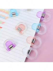 6pcs Transparent Bookmark Clips - 6 Colors Bookmark Clips, Binder Clips, Reading Accessories Clips, Fridge Magnet Clips, Transparent Sealing Clips - Acrylic Material, Kitchen Storage Airtight Sealing, Food Packaging Transparent Chip Clips, Snack Bag Clips, Sealing Clips, Pant Leg Clips, Transparent Long Tail Clips, Sleeve Length Adjustment Clips - A4 Binder Clips, Office And Home Kitchen Food Clips, Convenient For Fixing Documents, Colorful Transparent Acrylic Clips, Multi-Function Bag Clips, And Sticky Note Clips For Organizing Files And Documents In Home Or Office - Clip - View 3