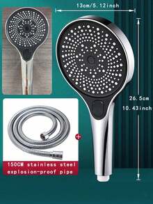 附濾水器手持式蓮蓬頭，3 種出水模式，150CM 不鏽鋼彈性軟管，高壓省水浴室配件，適用於居家、飯店與民宿 - 銀色 - 查看 7