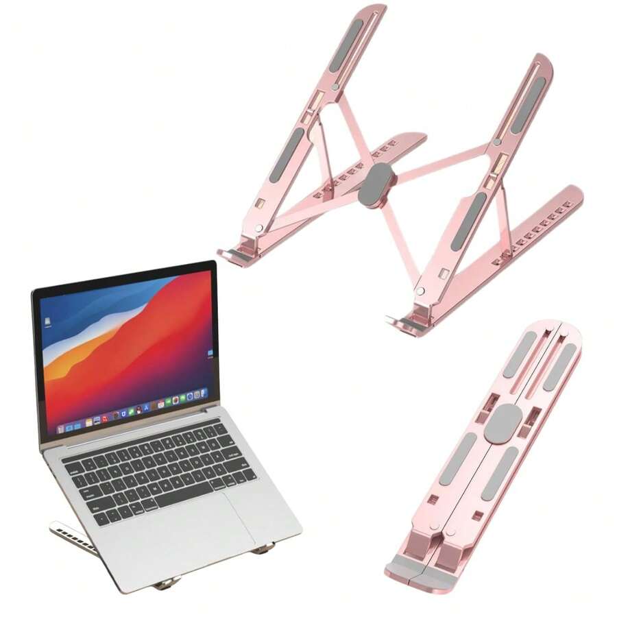 Laptop/Tablet Stand, Height Adjustable, 10-Level Angle Adjustable, Ergonomic Design, Foldable, Portable Desktop Stand, Aluminum Alloy Material, Suitable For MacBook, HP And 10-17 Inch Laptops - View 1