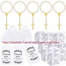 Bộ 100 món quà rửa tội, bao gồm chuỗi hạt mini, hộp quà, túi organza, thẻ cảm ơn - Quà tặng Công giáo (Màu bạc) - Nhiều màu - Xem 11
