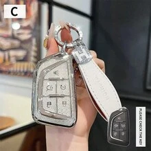 凱迪拉克鑰匙遙控器保護套 XT5 XT6 CT6 XT4 XTS CT5 SRX ATSL 高端純色休閒可愛 TPU 車鑰匙套 節日禮物 - 彩色 - 查看 2