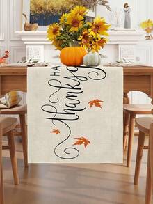 1Pc 35*180cm Autumn Theme Table Runner, Simple Maple Leaf Pattern Autumn Style Tablecloth, Suitable For Thanksgiving Harvest Decor, Autumn Decor, Dining Table, Kitchen, Desktop Decor, Home Decor And Holiday Gatherings - Multicolor - View 5