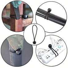 24 piezas Cuerdas/Ataduras Elásticas con Bola de Alta Resistencia - Resistentes a los Rayos UV y al Viento, Adecuadas para Lona, Tienda de Campaña, Sombrilla, Toldo | Ataduras de Sujeción Reutilizables para Todo Clima con Cabeza de Bola, para Asegurar al Aire Libre, Cubrir Lonas, Clips de Lona (Sin Necesidad de Desmontaje) - A - Ver 8