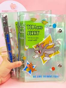 TOM AND JERRY. A5 (Button Style) Mouse Loose-Leaf Binder Minimalist Solid Color Loose-Leaf Binder Detachable Large Capacity Storage Notebook Ins Minimalist Loose-Leaf Binder Student Office Universal Highly Attractive Loose-Leaf Notebook Detachable Ring Binder - A5 - View 4