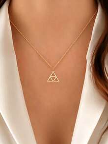 suteyi Trident Triangle Pendant Necklace - 18K Gold Plated Minimalist Inspired Jewelry - Multicolor - View 4