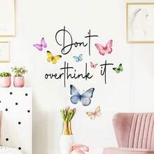 1 pieza Pegatina de pared con refrán en inglés, mariposa, flor y hierba, adecuada para decoración de pared de dormitorio, sala de estar y estudio, material de PVC autoadhesivo, tamaño 23.6 pulgadas*11.8 pulgadas - 1PC - Ver 13