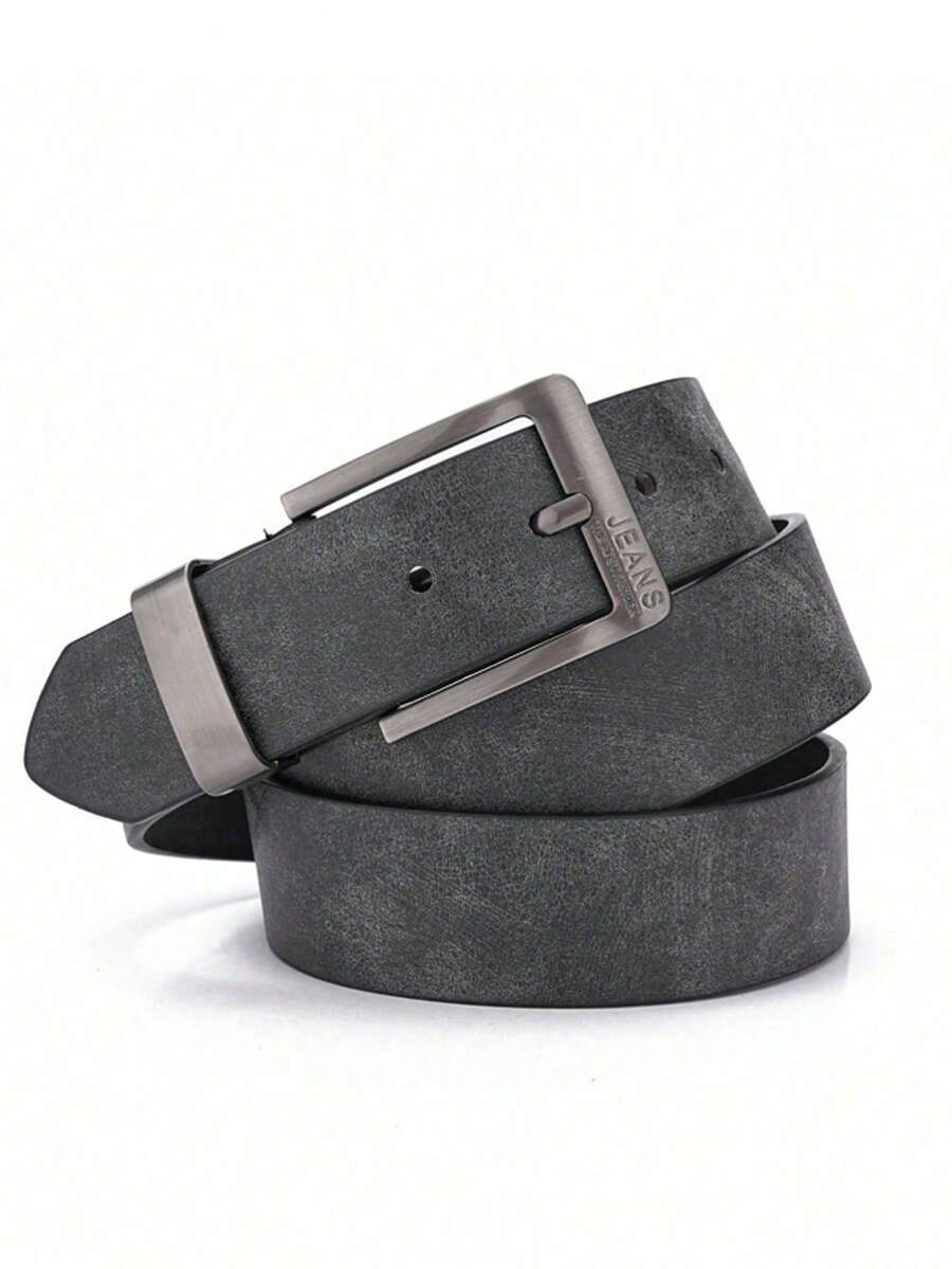 1pc Men's Wide Stitch Alloy Buckle Belt, Suitable For Jeans And Trousers, Minimalist Cool Sporty Style, Daily Decorative Belt - Black - View 1