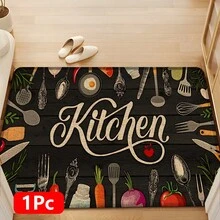 1 pieza, Decoración del hogar, Estampado de patrón de utensilios de cocina, Alfombra de cocina de lino, Alfombra de cocina, Alfombra de piso, Alfombra de baño, Felpudo, Impresión 3D rectangular, Adecuado para sala de estar, dormitorio, pasillo, baño, lavandería - Alfombra de poliéster, Adecuado para decoración del hogar interior y exterior - Multicolor - Ver 16