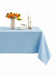 1件長方形平鋪桌巾 - 耐污防皺聚酯纖維桌巾，150 X 259cm (約 59 X 102 英吋) 適用於廚房用餐/派對/婚禮室內外使用 (淺藍色) - 淺藍色 - 查看 17
