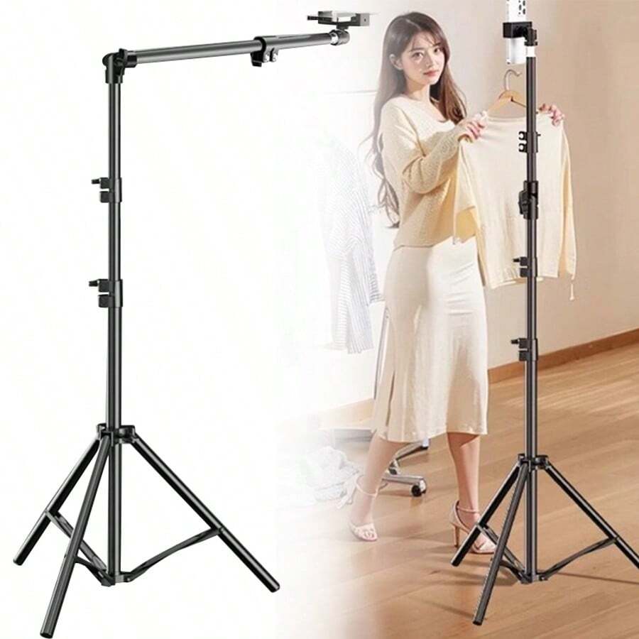 Horizontal Overhead Tripod Adjustable Phone Tripod Stand For Video Recording - Black - View 1