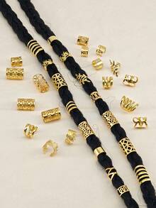 240pcs Braided Hair Accessories Headbands, Multiple Styles Adjustable Hair Rings Beads, Braided Dreadlock Hair Accessories For Girls - Gold - View 3