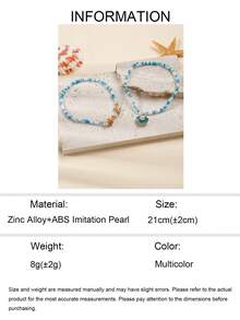 2pcs/Set Gelang Kaki Manik-Manik Motif Bintang Laut & Kerang, Perhiasan Kaki Wanita Gaya Pantai Laut Sederhana Buatan Tangan, Cocok untuk Pemakaian Sehari-hari dan Perjalanan Liburan, Susunan Warna Manik-Manik Acak - MultiWarna - View 5