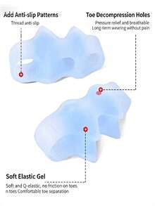 2pcs/Set Sports & Outdoor Personal Care Toe Separators, Big Toe 3-Hole Toe Separator Protective Cover, Practical Design, Made Of High-Quality Soft Silicone Material, Suitable For All Seasons, Unisex, Anti-Friction, Anti-Slip, Daily Essential - A - View 3