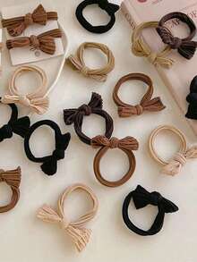 2/10 Stücke hoch elastische Schleife Haargummis für Mädchen, nahtlose dicke schwarze Haargummis, elastische Haargummis, Haargummis, Haarseile, Kopfaccessoires - Verschiedenfarbig - Übersicht 3