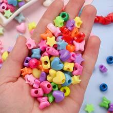100/1000pcs Acrylic Large Hole Handmade Beads, Multiple Shapes (Star, Heart, Butterfly), Suitable For DIY Jewelry Making, Home Decor, Handmade Style Products - Random Style - View 3