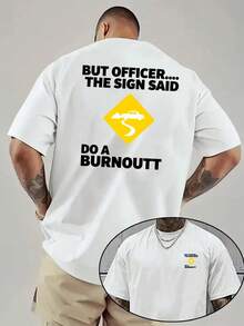 Neumático Ardiente - Divertida y humorística, impresión a doble cara en la parte delantera y trasera, nueva camiseta de cuello redondo para hombre, estilo casual deportivo, moderna, a la - Blanco - Ver 1