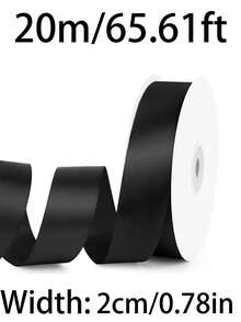 Black Satin Ribbon, Rolled Black Ribbon, Suitable For Holiday Parties, Birthday Parties, Gift Wrapping, Bouquets, Crafts, Wedding Decor, Christmas And Sewing Projects - Black - View 10