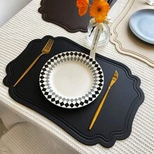 4pcs/1set Faux Leather Nordic Style Coasters, Kitchen & Dining Table Accessories, Heat-Resistant Western Style Placemats, Suitable For Holiday Decor, Party & Banquet Decoration, Tabletop Protection, Washable & Easy To Clean - Multicolor - View 7