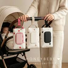 1pc Cute Car Tissue Box Holder Hanging Cartoon Car Seat Back Tissue Bag Stroller Wet Wipe Storage Bag - Multicolor - View 4