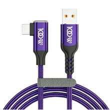 3.3/6.6/9.8英呎 USB 轉 USB-C 充電線，USB-A 轉 USB-C 數據線，6英呎直角，耐用尼龍編織 USB-A 轉 USB-C 數據線，兼容多種設備，紫色桌面配件 - 紫色 - 查看 2