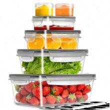 GHQ Large Capacity Food Storage Box Set, Kitchen Storage Containers, Lunch Boxes, Stackable Reusable Snack & Meal Boxes, Labeled Plastic Snap-Fastening Storage Boxes For Food Storage & Kitchen Organization - Large Capacity - View 6