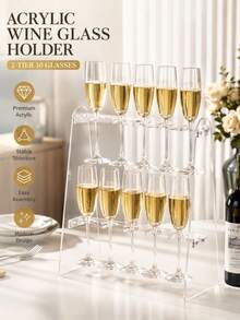 Premium Acrylic Champagne Tower Wine Glass Holder | Display Stand | Transparent Champagne Glass Rack Wedding Party Decoration Tabletop | Thickened Acrylic Stable Structure Wine Glass Storage Rack Champagne Tower Display Stand Banquet Cocktail Party Celebration Special Modern Luxury Style Wine Glass Display Rack Suitable For Wedding Venue, Birthday Party, Anniversary, Proposal Ceremony, Cocktail Party, Christmas Gathering And High-End Business Events Can Display Champagne Glasses, Sparkling Wine Glasses, Stemware, Wine Glasses And Other Glass Types | Crystal Clear Texture Enhances Banquet Atmosphere And Photo Effect | Easy To Install And Detachable Design Convenient For Carrying And Storage | Create Exquisite Champagne Tower Visual Center | Restaurant Bar Dessert Table Event Arrangement Essential | High-End Transparent Wine Glass Display Rack | Wedding Supplies Wine Glass Holder | Desktop Wine Glass Storage Display Rack | Banquet Decoration Ornament | Ideal Choice To Enhance Scene Quali - Transparent - View 3