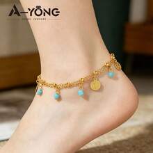 Dubai Fashion Anklet Bracelet 21k Gold Plated Arabic Islamic Vintage Coin Anklet Oman Women's Activity Party Lucky Accessory - Anklet - View 8