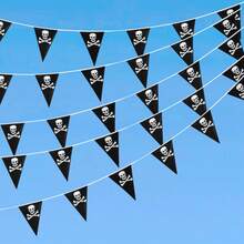 10m/Set 20pcs Pirate Flag, Pirate Birthday Party Decoration, Pirate Skull Flag, Pirate Ship Triangular Flag, Pirate Party Celebration Decoration - A - View 3