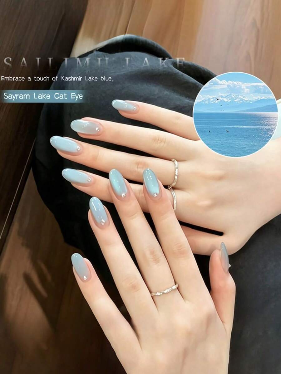 MIANEL GEL 10ML 2026夏季新款獨家高端透明清爽賽里木湖藍貓眼凝膠指甲油，適用於LED美甲燈