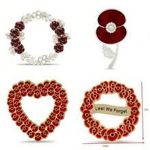 UK Gedenktags-Abzeichen Rote Emaille Mohnblumenkranz Brosche Schul- und Büroaccessoire Hemd Jacke Schmuck Halloween Clip Spaßig Süß Lehrer-Tag Geschenk Halloween Accessoire Lehrer-Tag Kleidung Accessoire Taschenanhänger - Verschiedenfarbig - Übersicht 2