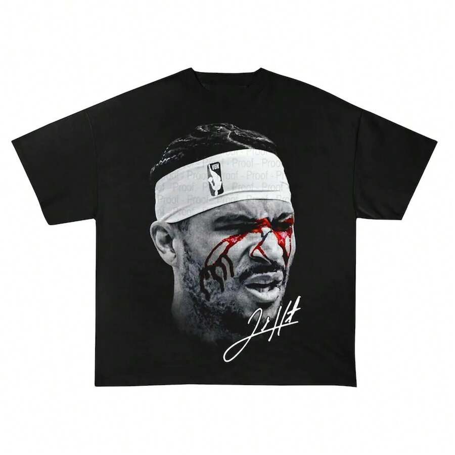 Camiseta vintage de Josh Hart, Josh Hart cara ensangrentada, firma de Josh Hart, camiseta de baloncesto de Nueva York, camiseta de fanático de baloncesto, camiseta de baloncesto - Negro - Ver 1