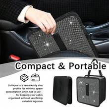 1pc Foldable Rhinestone Car Trash Can, Hanging Car Trash Bin, Suitable For Headrest/Gear Shift Positions, Multi-Purpose Car Trash Can, Can Be Used As Car Storage Box, Suitable For SUV/Truck - A - View 12