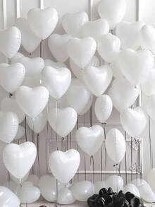 12pcs/1pc White Heart-Shaped Foil Balloons, White Heart-Shaped Metallic Foil Balloons, Heart-Shaped Aluminum Foil Balloons, Home Decor Balloons, Christmas Decoration Balloons, Suitable For Love, Valentine's Day, Birthday, Wedding, Engagement, Birthday Party, Anniversary, Bridal Shower, Anniversary Celebration And Other Occasions, Also Suitable For Restaurant Decoration, Large Event Decoration, New Year's Eve Decoration - White - View 2