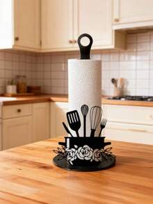 Exquisito soporte para pañuelos con forma de pala de acrílico, decoración de cocina de acrílico negro. Sin necesidad de montaje, listo para usar como soporte para rollos de papel. Ideal para mesas de comedor, dormitorios y decoración del hogar estilo campestre. Resistente y duradero. - Multicolor - Ver 7