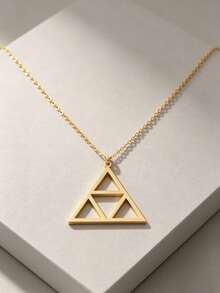 suteyi Trident Triangle Pendant Necklace - 18K Gold Plated Minimalist Inspired Jewelry - Multicolor - View 3