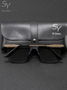 Gafas de sol polarizadas de marco cuadrado de la marca SY SI YANG para hombres & mujeres, gafas de sol con marco negro y patillas de metal, artículo de moda de estilo callejero personalizado, gafas de protección solar casuales de moda para conducir y uso al aire libre. Incluye bolsa de almacenamiento para gafas y paño de limpieza - A - Ver 8