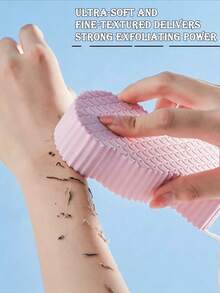 2/1pc Soft Exfoliating Bath Sponge, Reusable Elastic Double-Sided With Hanging Loop, Gentle Exfoliation, Non-Irritating, Quick-Drying, Rich Lather, Suitable For All Skin Types, Pink & Grey, 13*6*2.5cm, Summer Travel, Father's Day Gift, Daily Bathing Essential - Multicolor - View 5