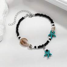 Tobilleras de concha de estrella de mar para mujer, tobillera Bohemia, pulsera de cuentas de arroz para pierna, cadena de pie hecha a mano, joyería Bohemia, sandalias, regalo - AK24Y0031-3 - Ver 5
