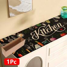 1 pieza, Decoración del hogar, Estampado de patrón de utensilios de cocina, Alfombra de cocina de lino, Alfombra de cocina, Alfombra de piso, Alfombra de baño, Felpudo, Impresión 3D rectangular, Adecuado para sala de estar, dormitorio, pasillo, baño, lavandería - Alfombra de poliéster, Adecuado para decoración del hogar interior y exterior - Multicolor - Ver 15