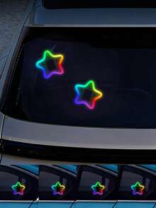 2026 New Star-Shaped Solar LED Car Interior Ambient Light, Heart-Shaped Neon Rear Window Sticker, Sensor Light, 5 Lighting Modes - Cute & Fashionable Car Accessories For Women And Girls, Romantic Car Interior Decor, Gift For Couples - Multicolor - View 2