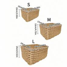 3 件（S+M+L）/套手工编织储物篮，纸绳材料整理篮，适用于客厅、卧室、橱柜、办公室、家居装饰、农舍装饰、节日礼物收纳，可重复使用的文具、衣服、玩具、化妆品、办公桌收纳盒，理想的礼品篮 - 卡其色 - 查看 11