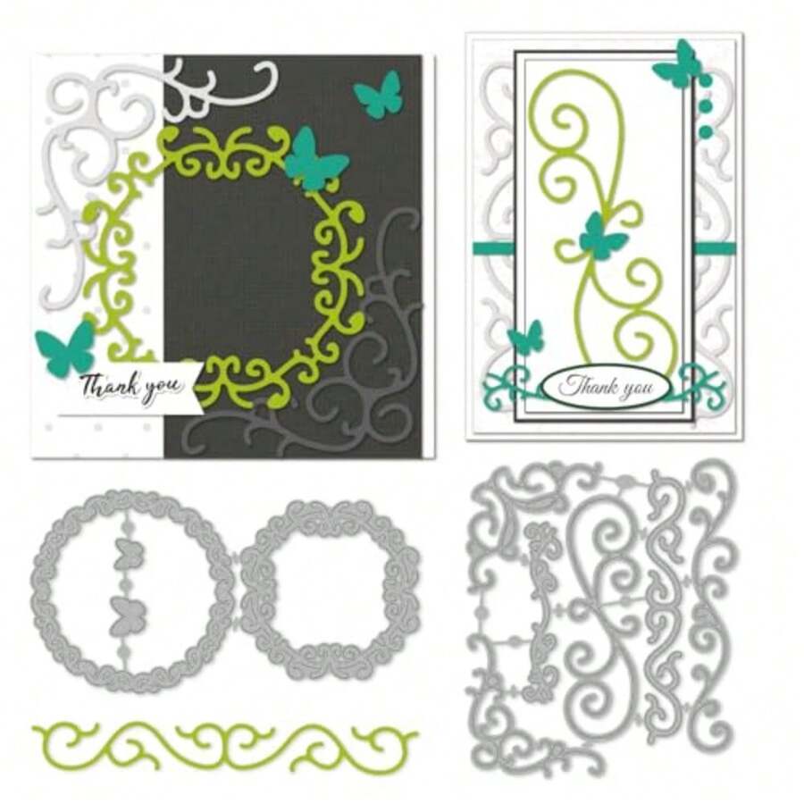 Die Cuts For Card Making Flowers Border Metal Cutting Dies Corner Die Cut Floral Embossing Stencil Templates For DIY Scrapbooking Journal Embossing Craft Decor - A - 查看 1