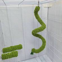 1Pc Parrot Toy, Green Climbing Rope, Rotating Climbing Rope, Bell Toy, Birdcage Ornament, Forest Themed Birdcage Decoration. - A - View 1