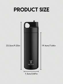 Meoky 19oz 不鏽鋼保溫水壺，防漏便攜旅行杯附吸管，適用冷熱飲品，適合學校、健身房、辦公室與戶外場合 - 黑色 - 查看 7