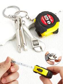 1pc Men's Portable Mini Wrench Keychain, Creative Minimalist Adjustable Metal Universal Wrench Keychain With Screwdriver Pliers Tape Measure Multi-Function Portable Tool Bag Hanging Accessory, Car Key Chain, Backpack Keyring, Birthday Gift For Boyfriend - Multicolor - View 3