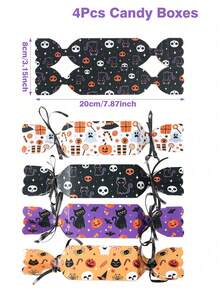 4pcs Halloween Gift Boxes, Trick Or Treat Candy Packaging Boxes With Ghost Pumpkin Skull Patterns, Halloween Party Gift Bags, Halloween Gift Wrapping Supplies, Halloween Decorations 2026, Halloween Gifts, Halloween Party Decorations, Halloween Party Supplies, Christmas Gifts, Back To School Season - Halloween Pumpkin Ghost - View 7
